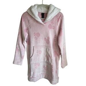 Disney Mickey Minnie Mouse Pullover Robe Fleece Lounge Sherpa Hooded Sz M Soft